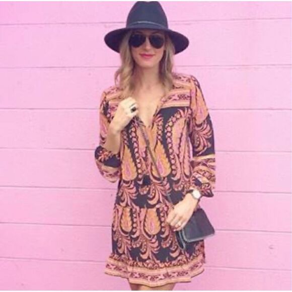 CALYPSO ST BARTH PAISLEY Printed 100% SILK MINI DRESS XS - Picture 4 of 12